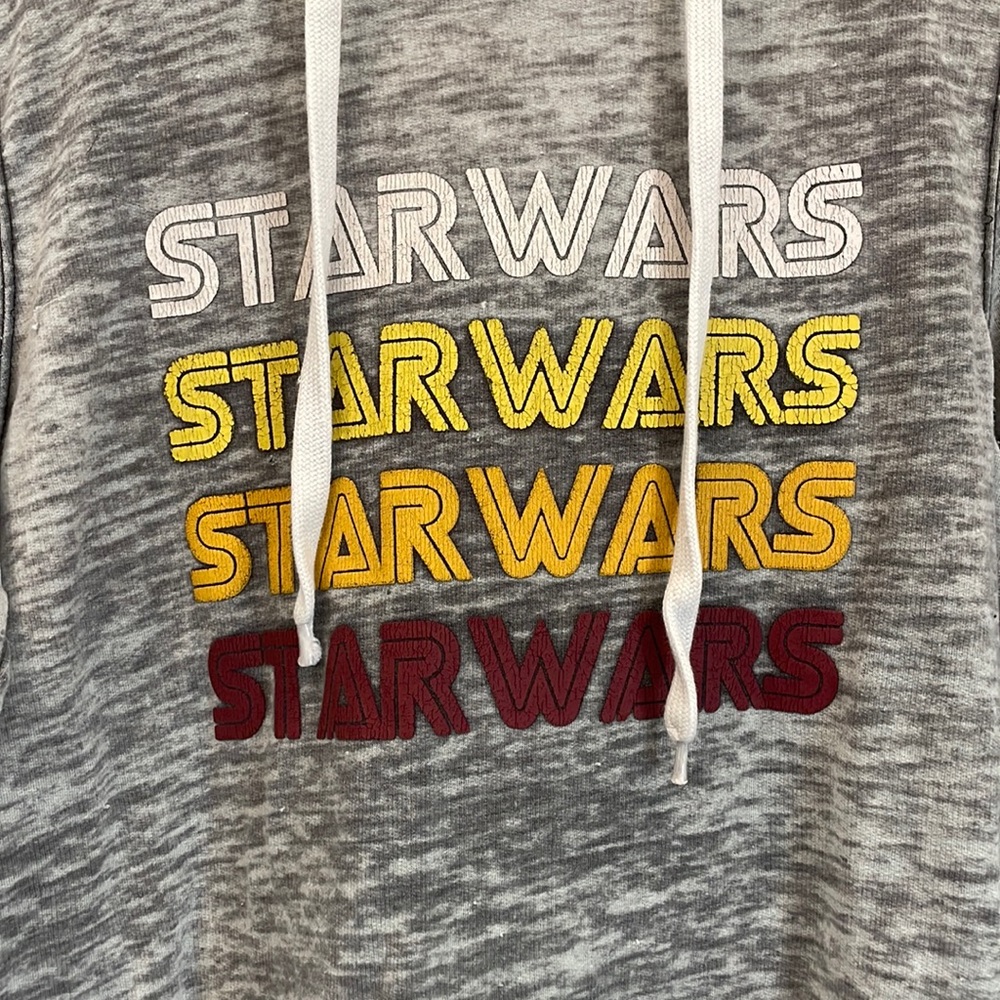 STAR WARS Women’s Super Soft Gray Distressed Look Hoodie with Logo Medium